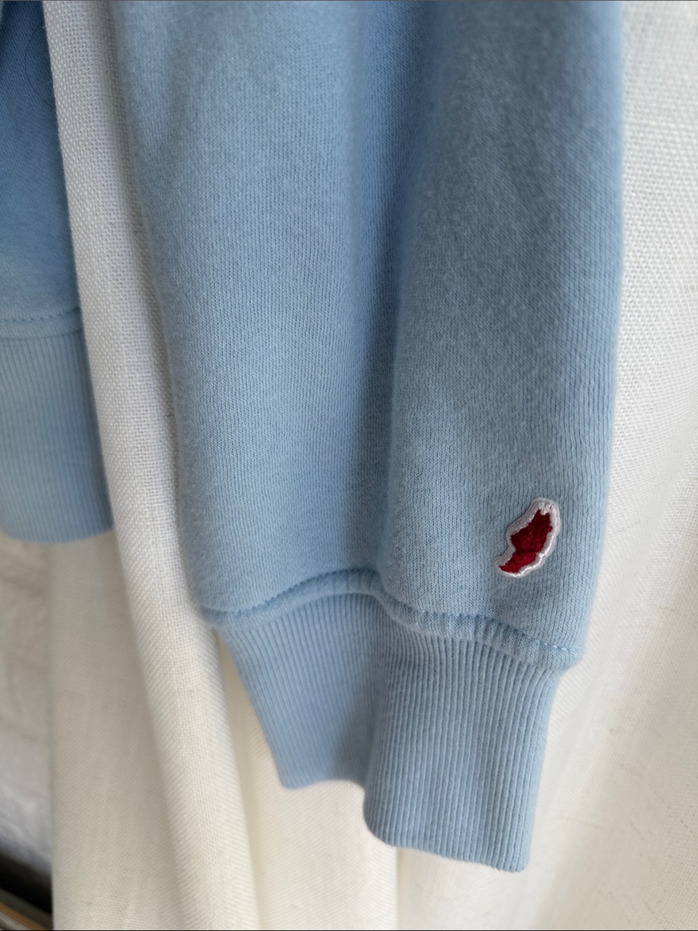 League Light Blue Crewneck Sweatshirt with Navy Ole Miss Logo - Picture 4 of 5